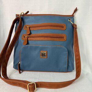 Stone Mountain Vegan Crossbody Bag; Blue with Brown accents; Adjustable strap